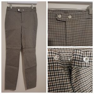 Women's Brown Plaid Pants Skinny Leg Stretchy Size 2 Workwear NWOT